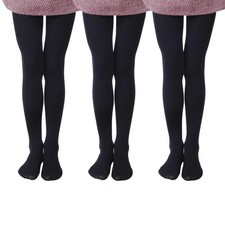 EVERSWE 3 Pairs Pack Girls Microfiber Tights Multiple Colors 6-8 Years Black