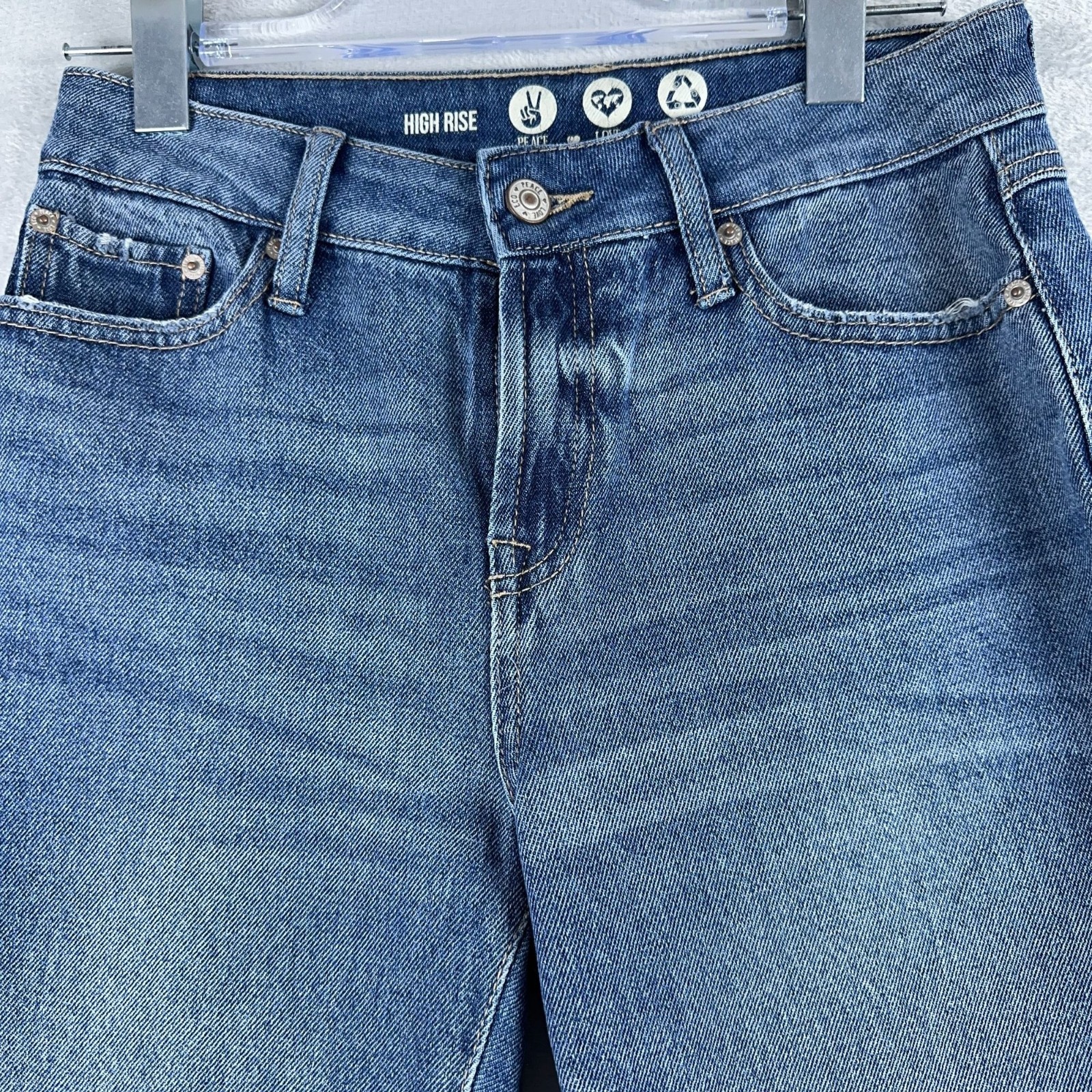 Peace Love Eco by Rewash Jeans High Rise Straight Legs Denim Womens Blue SZ 1/25