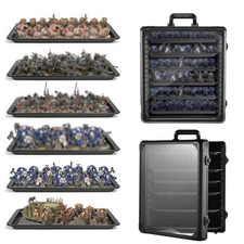 Alu Miniature Storage Case, Miniatures Carrying Case with 6 Magnetic Metal Trays