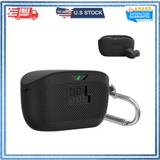Silicone Shockproof Case Cover for JBL Vibe Buds with Carabiner Black