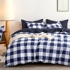 - Gingham Comforter Set, Plaid Buffalo Check Twin/Twin XL Navy Blue White
