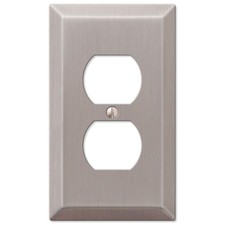 Amerelle Century Brushed Nickel 1 gang Stamped Steel Duplex Wall Plate
