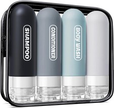 Pre-printed Silicone Travel Bottles for Toiletries 3oz  TSA Approved, Leak