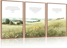 Floral Scripture Canvas Set of 3, Bible Verse Wall Art for Home Decor