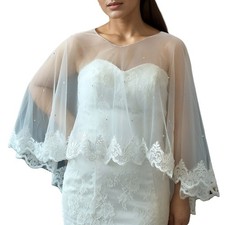 Detachable Shawl Bachelorettes Party Decorations Fingertip Length Bridal