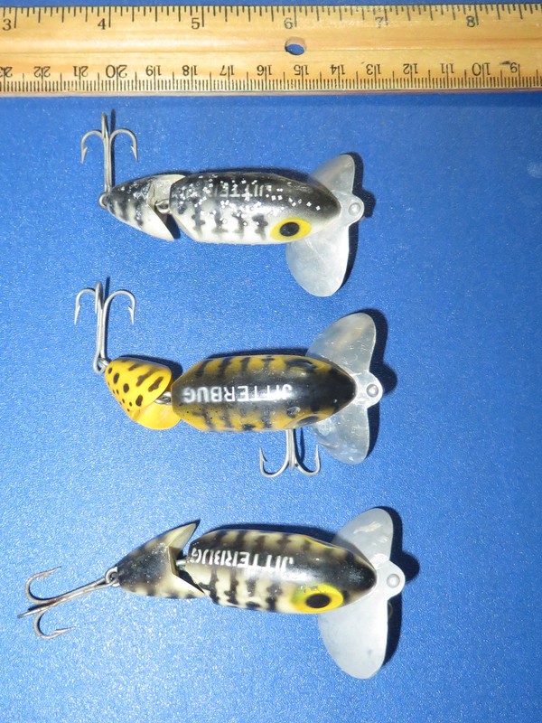 Lot of 3 Arbogast Jointed Jitterbug TOPWATER Lures Coachdog Wht Yellow - Image 2