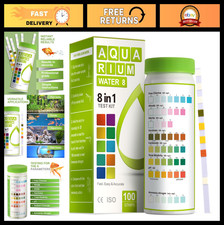 8-in-1 Aquarium Test Strips 100 Quick Accurate Water Tests for Freshwater/Sa