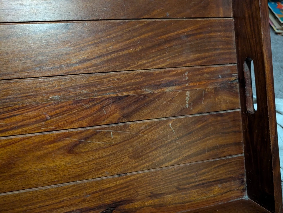 "30"x"14” Solid Wooden Decorative Tray-Metal Corner Accents-Very Large - Image 3 of 4