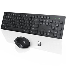 Black WisFox Wireless Keyboard Mouse Combo, USB, Silent, Long Battery, 2.4GHz