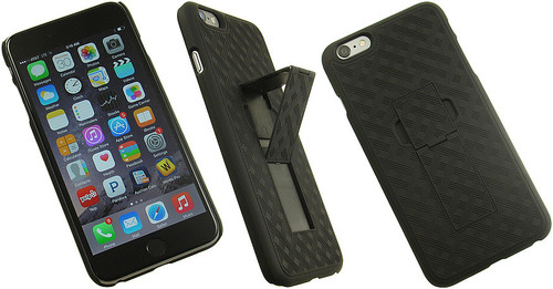 BLACK WEAVE KICKSTAND HARD CASE + BELT CLIP HOLSTER STAND FOR iPHONE 6 PLUS 5.5" - Picture 11 of 11