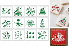 Christmas Cookies Stencil Set 12 Reusable Holiday Stencils with Santa, Snowfla