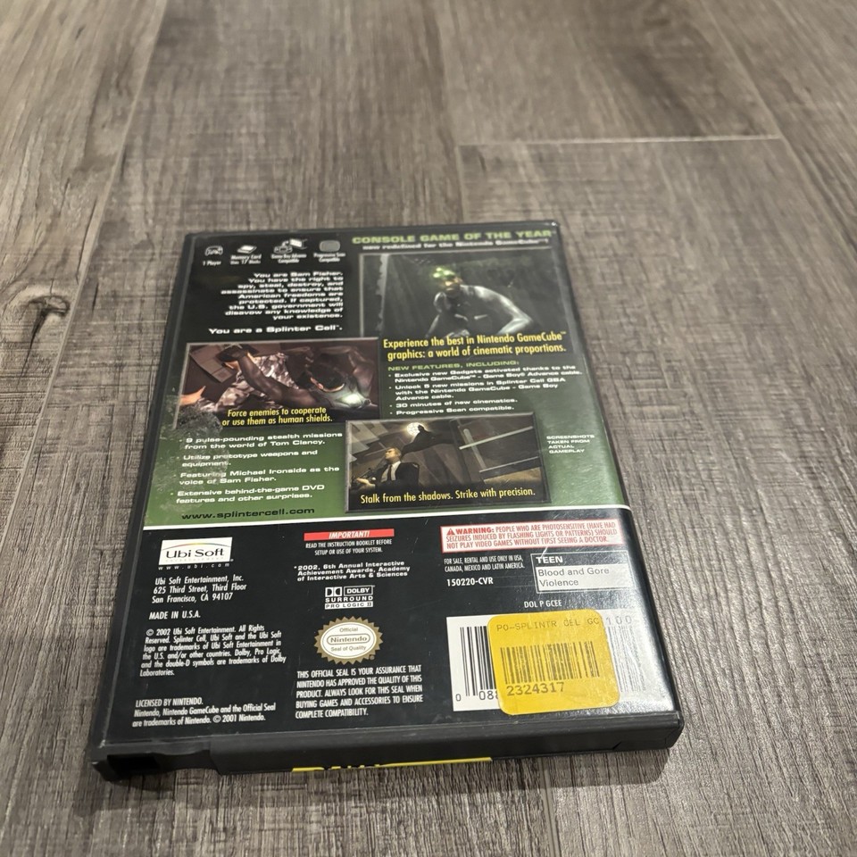 Tom Clancy’s Splinter Cell (Nintendo Gamecube, 2002) Complete With ...