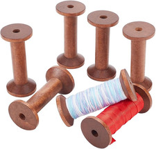 Wooden Spools 6pcs Empty Wood Thread Spools Sewing Bobbins Spools Craft for Jewe