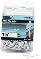 461819 White Painted Stainless Steel Trim Nails, 1-1/4", 6 oz. Pack 