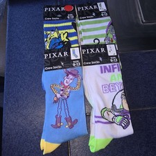 Pixar Toy Story Crew Socks Bundle 4 Pair NWT Unisex Size 9-13 Woody Buzz Alien