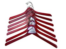 LOT Of 7 VINTAGE RED NORDSTROM WOODEN HANGERS WOMEN'S TAILORED CLOTHING