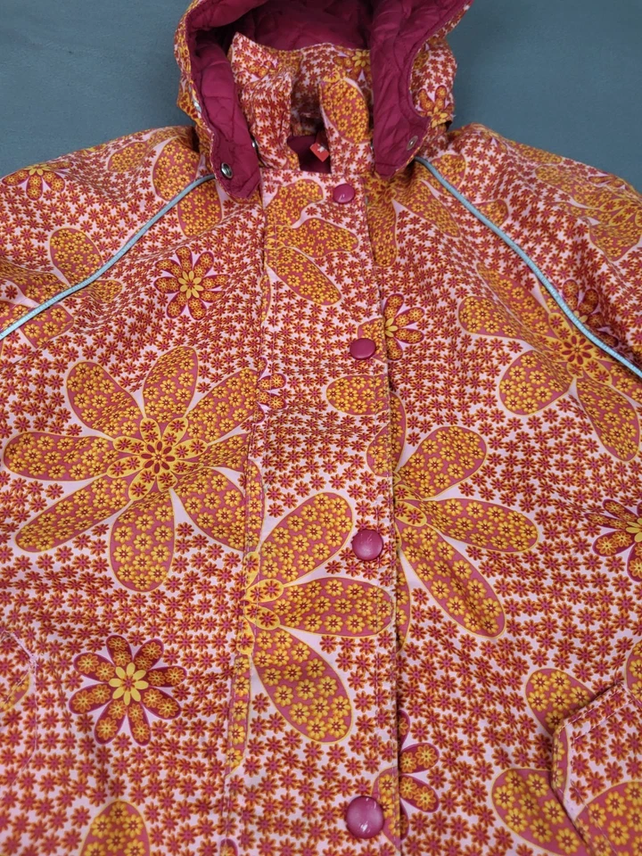 Abrigo Hanna Andersson Niños Niñas Pequeño Naranja AOP Estampado Paisley Grueso Sudadera con Capucha Foto 2 de 4