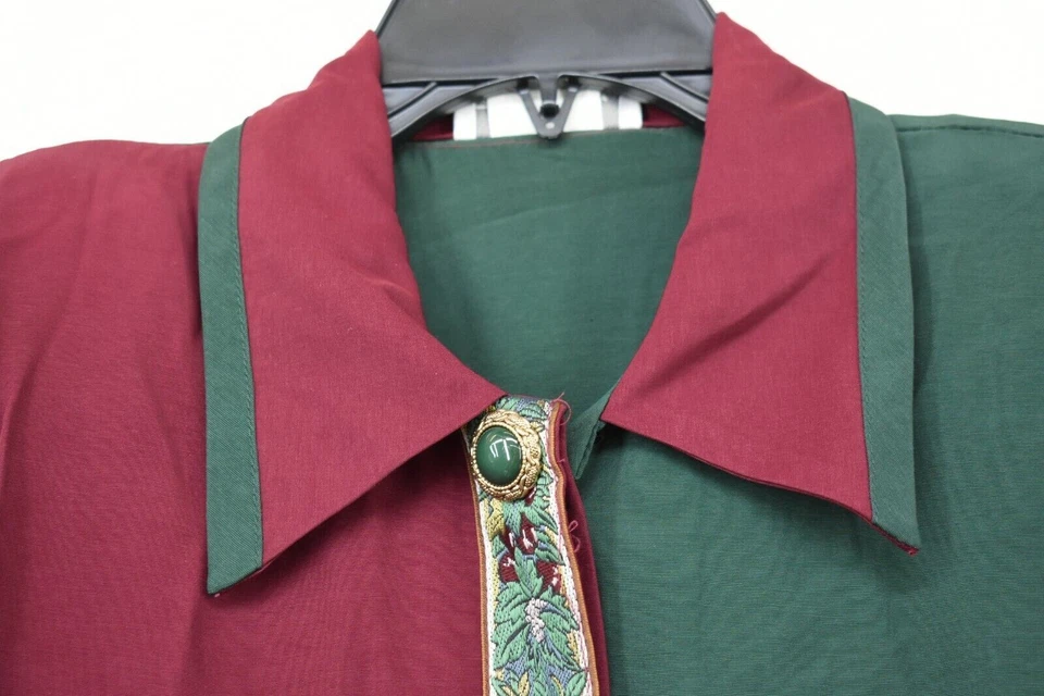 Conjunto de Calça Jaqueta Vintage NOS Pride & Joy Feminina Verde Vermelha Western XMAS 16W - Imagem 4 de 4