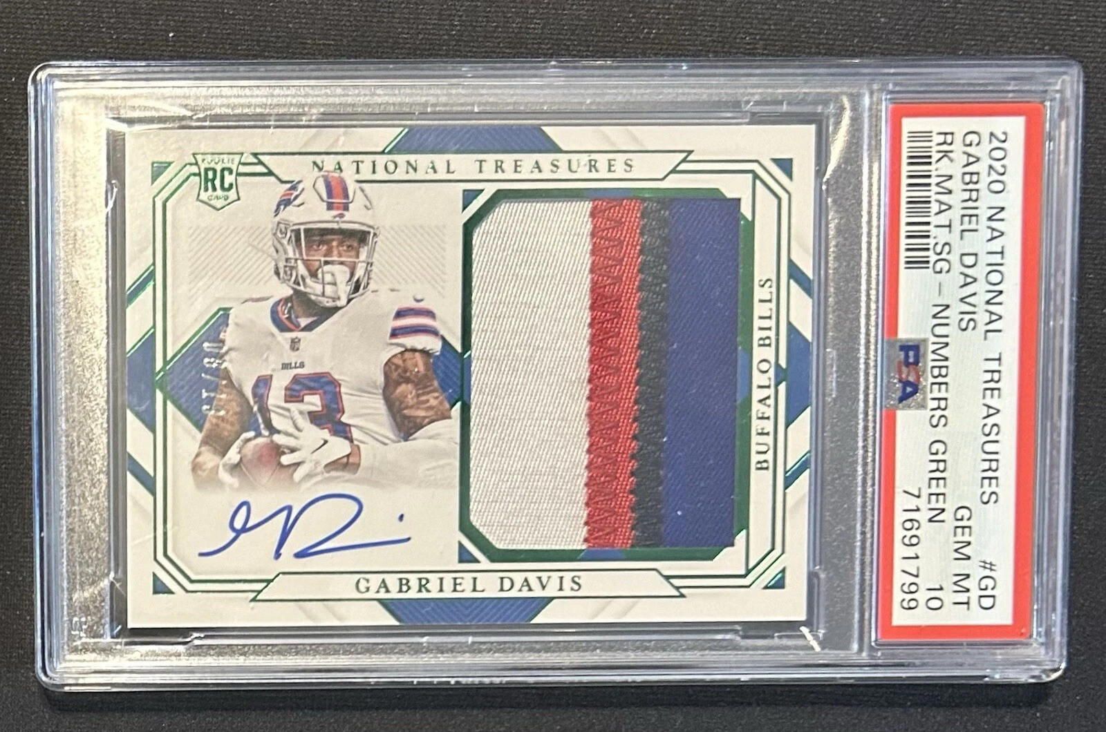 Gabriel Davis Panini National Treasures Rookie Material Signatures #GD Numbers Green