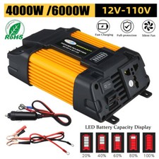 6000W Car Power Inverter 12V DC to 110V AC Power Converter Sine Wave Transformer