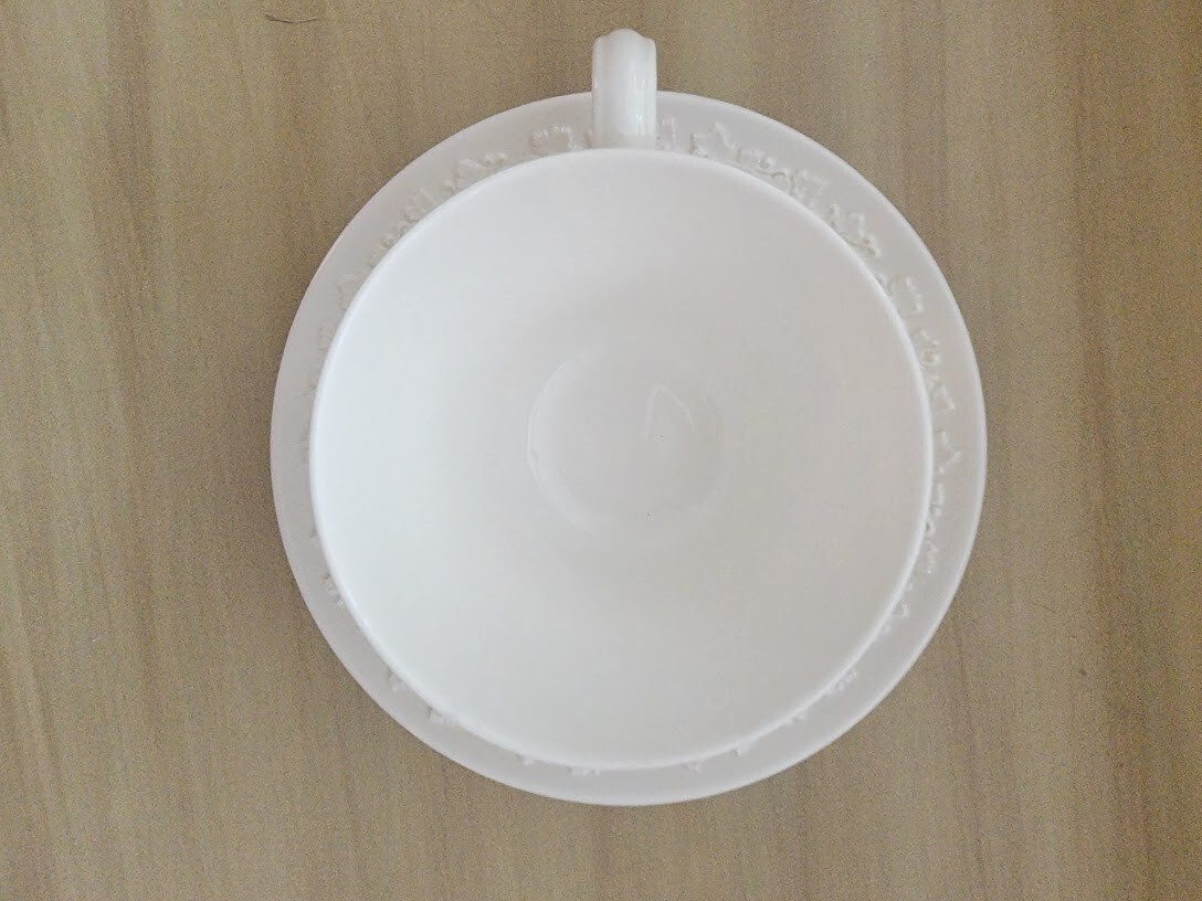 Wedgwood Cream Color on Cream Color Footed Cup and Saucer (Plain Edge)