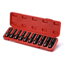 10 Piece 3/8" Drive 6 Point Universal Deep Impact Socket Set, Metric, 10mm- 19mm