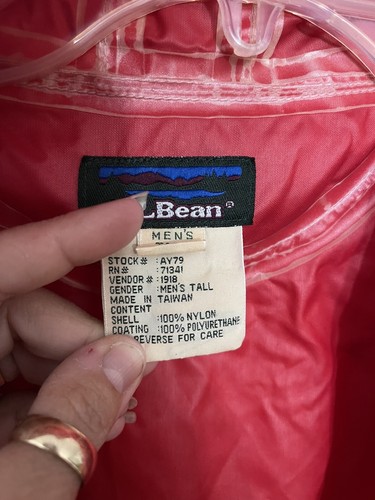 L.L. Bean LT red rain jacket vintage men’s - Picture 3 of 5