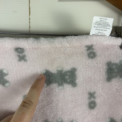 Blankets & Beyond Pink Gray Teddy Bear XO OX Baby Blanket Minky Dot Lovey - Picture 6 of 10