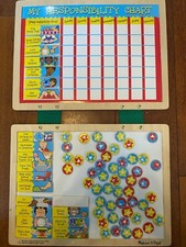MELISSA DOUG RESPONSIBILITY CHART wooden MAGNETIC kids CHORE LIST kids HANGING