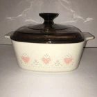 Vintage Forever Yours Corning Ware 1.5 qt Dish A-1.5-B With Amber Pyrex Lid A7C