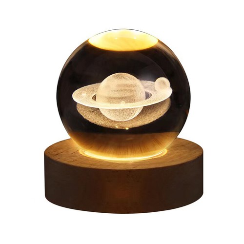 USB Crystal Table Lamp LED Globe Night 3D Moon Kids Gift Christmas Decor Light ∂ - Picture 12 of 19