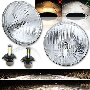 7 股票样式h4 玻璃大灯led 4000lm 20 40w 灯泡头灯一对 Ebay