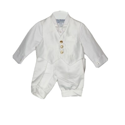 Just Darling Collection 5-pc Boy's White Satin Christening Knickers Set