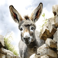 Wandbild Esel Steinmauer Deko Bild Wanddeko Dekofliese Wandfliese Geschenkidee