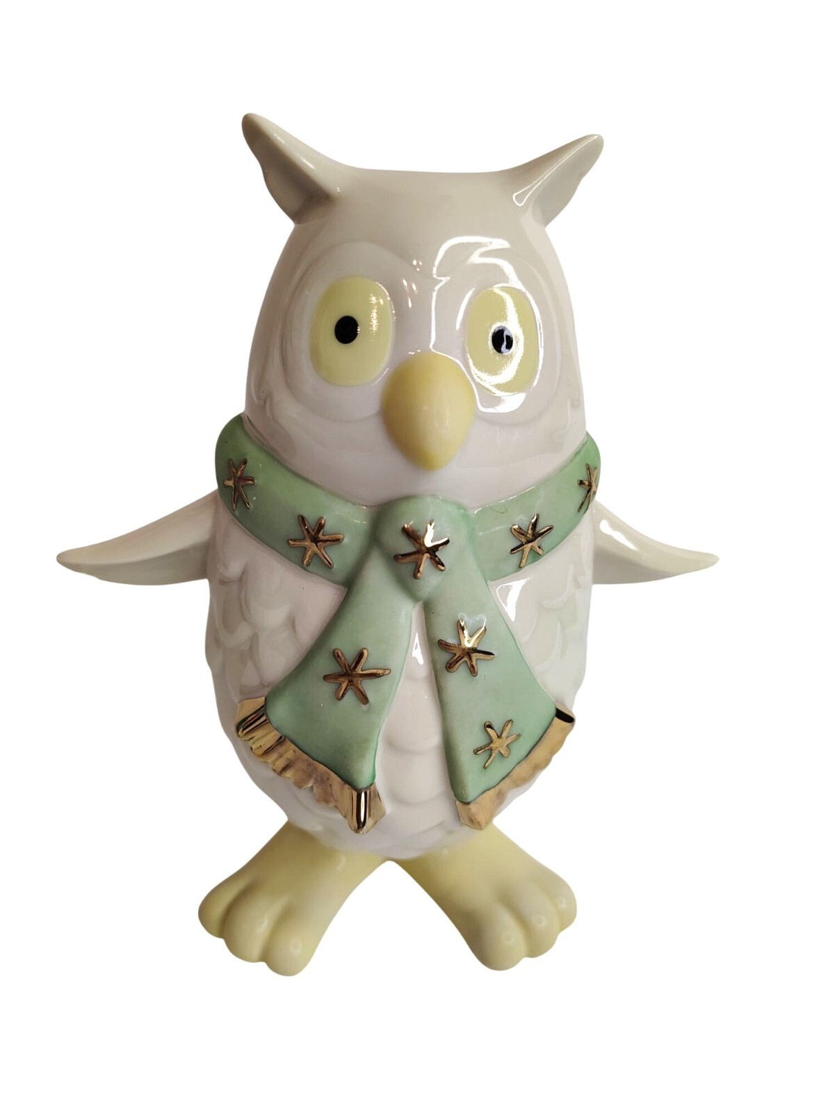 Lenox Holiday Bobble, Owl with Green Scarf Gold Trim, In Box, Christmas Holiday