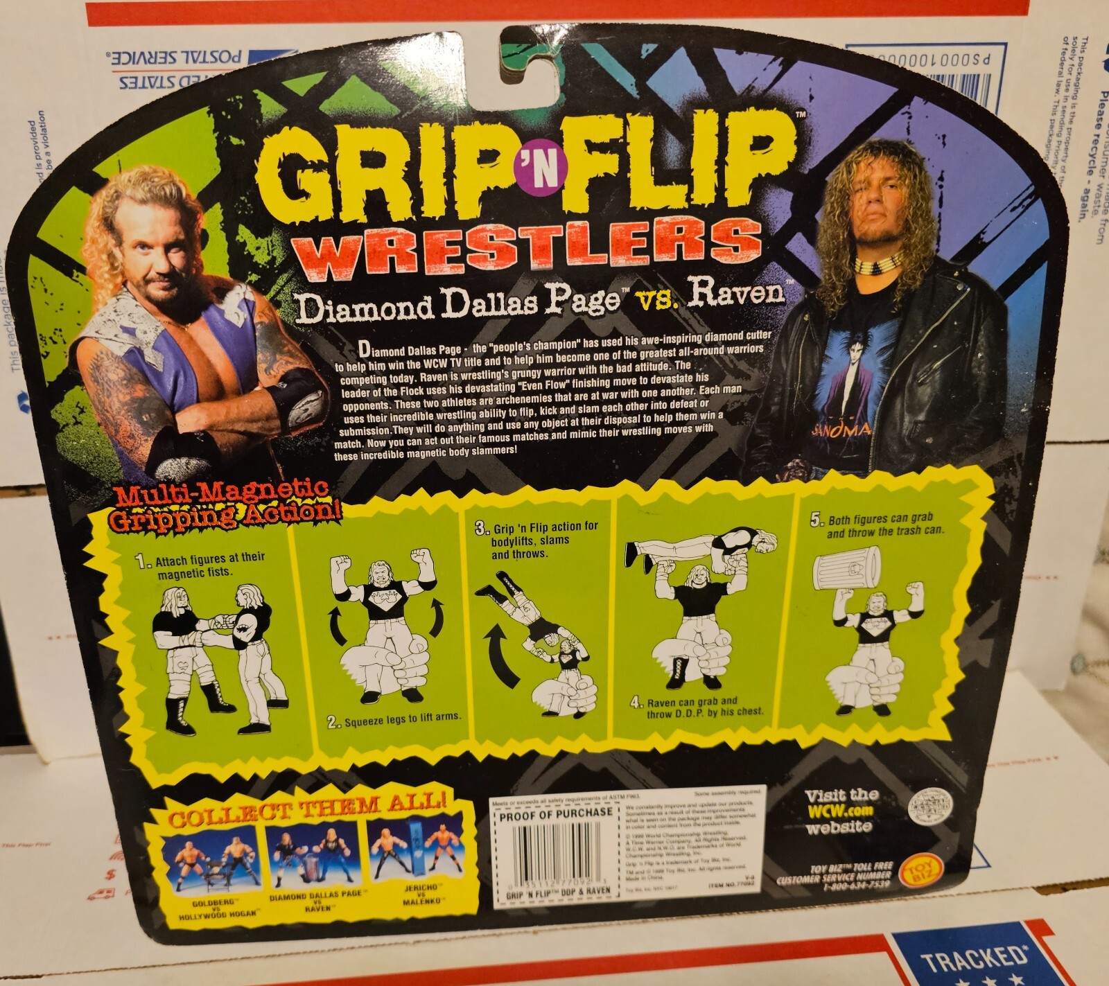 WCW Toybiz Grip 'N Flip Raven vs. DDP Diamond Dallas Page MOC WWE WWF ECW TNA