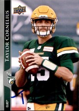 Taylor Cornelius Signed 2021 Upper Deck CFL Football card Edmonton Elks