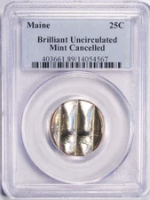 MAINE 25c STATE QUARTER 2003P MINT CANCELLED ERROR COIN IN A PCGS HOLDER