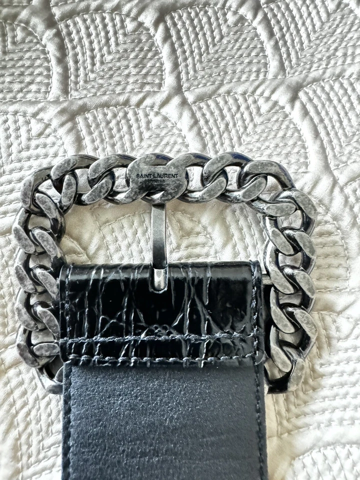 YSL Cadena Recortada Cocodrilo Repujado Cinturón Mujer Pequeño Foto 3 de 4