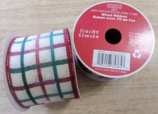 Christmas Ribbon Holiday Celebrate It 2.5"x20ft Wired Ribbon 2 Rolls Red Plaid