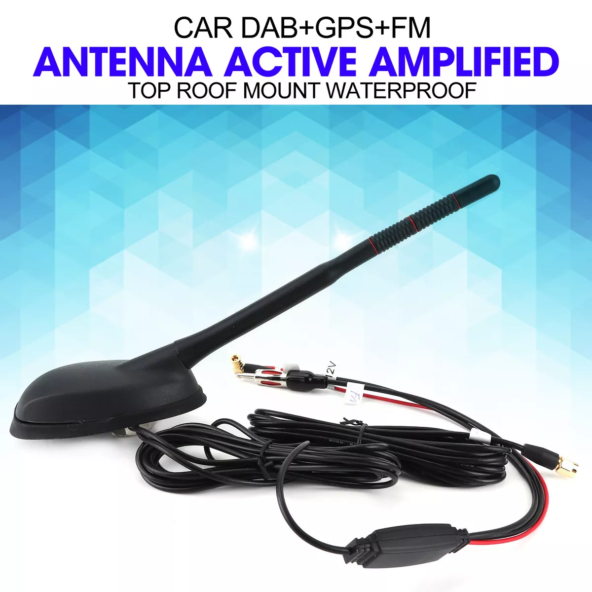 1X Car Universal Roof Mount Active Amplified DAB FM Radio Aerial Antenna  Mast