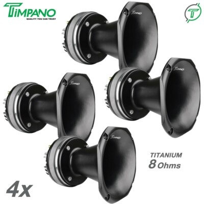 4x Timpano TPT-DH2000 PRO Titanium Driver - 2'' Aluminum Exit PRO Horn 1800W Pack