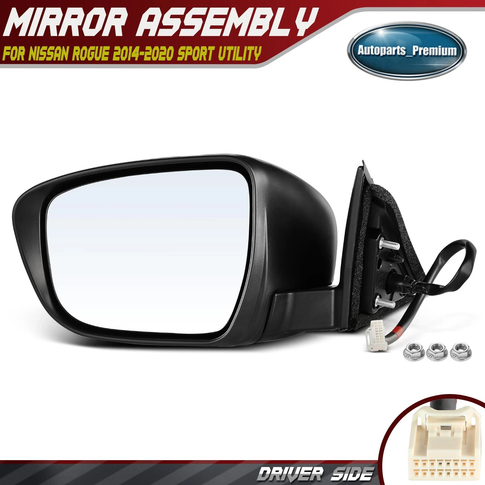 Driver Power Adjust Mirror w/ Manual Folding for Nissan Rogue 2014-2020 US Built