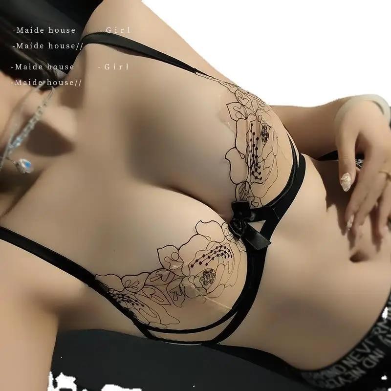 UBAU French lingerie set sexy seduction lingerie women bra lace mesh  embroidery | eBay