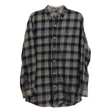 Carhartt Men's Medium Button Shirt Long Sleeve Plaid Olive Heavyweight Flannel