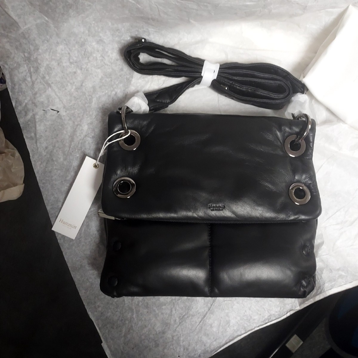 Hammitt Montana Reversible Leather Black Hardware Zip Crossbody Bag