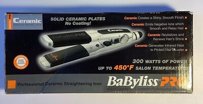 NIB 2005 BABYLISS PRO PROFESSIONAL CERAMIC STRAIGHTENING IRON 3OO WATTS & 450°