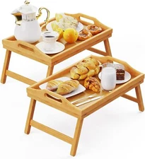 2 Pack Breakfast in Bed Tray for Eating, 16.92 x 12.6 Inch Bed Table Tray 