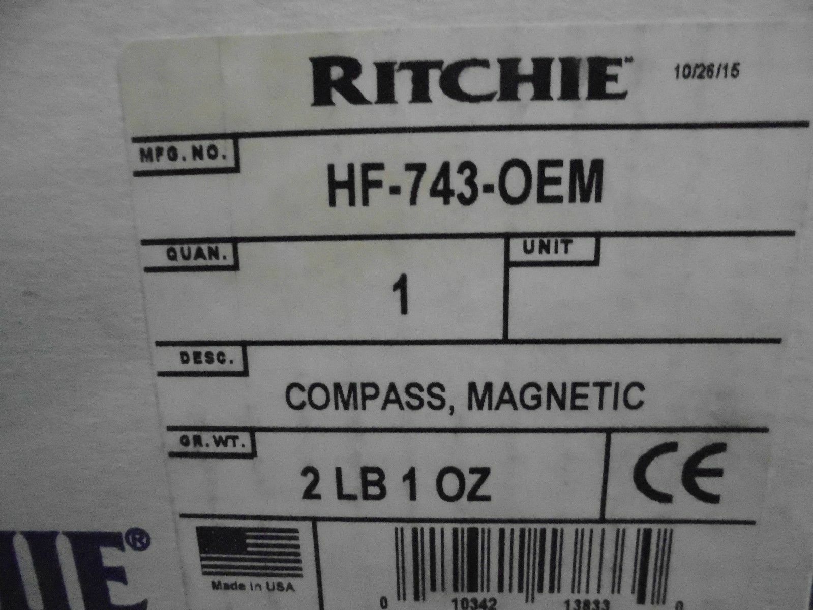 Ritchie Helmsman HF743 Compass CombiDial Flush Mount Traditional Black
