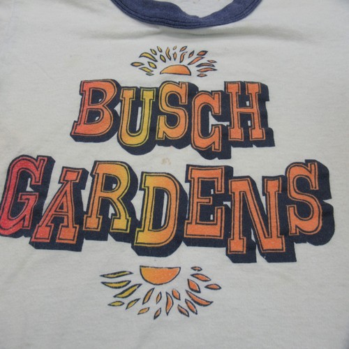 Vintage Busch Gardens Shirt Youth L Beige Williamsburg 90s Single Stitch Ringer - Picture 5 of 16